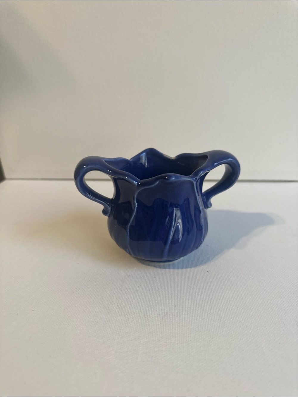 Vintage Blue Cabbage Shaped Sugar Bowl